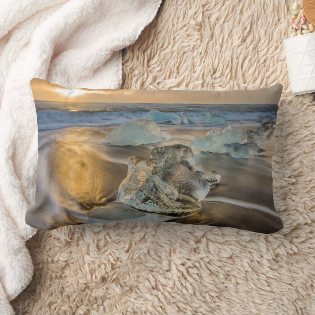Coussin Rectangle Plage de sable noir | Jokulsarlon Sud Islande (Couverture)