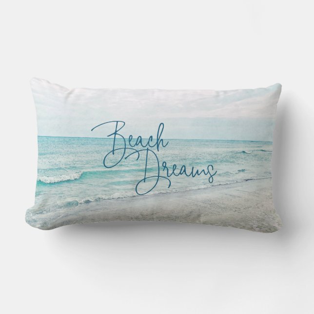Coussin Rectangle Plage Dreams Citation Inspiration Rétro Ocean Wave (Recto)