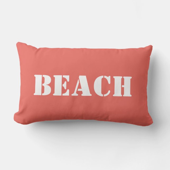 Coussin Rectangle Plage Mots personnalisés Texte Ocean Waves Couleur (Recto)