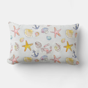 Coussin Rectangle Plage Nautique Ocean Beach Starfish Seashell Paste