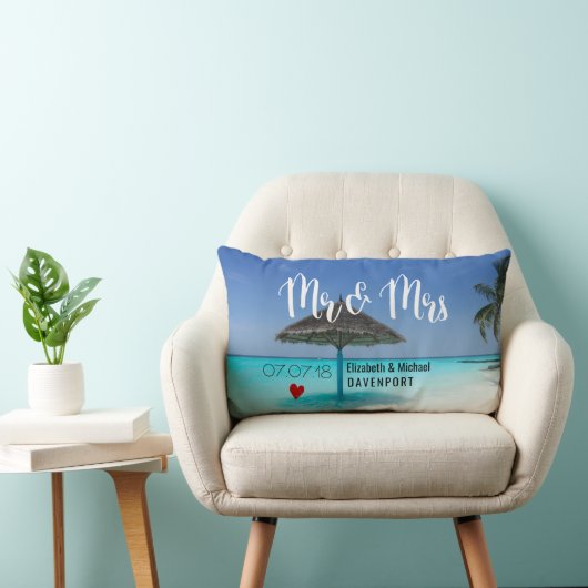 Coussin Rectangle Plage tropicale avec Mariage parapluie en chaume (Chaise)