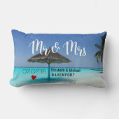 Coussin Rectangle Plage tropicale avec Mariage parapluie en chaume (Recto)
