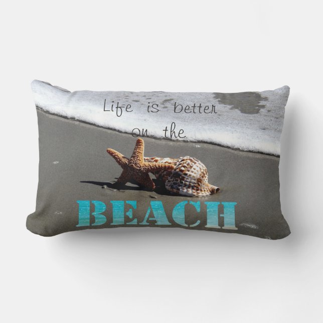 Coussin Rectangle Plage tropicale, Bord de mer, Coquillage (Recto)