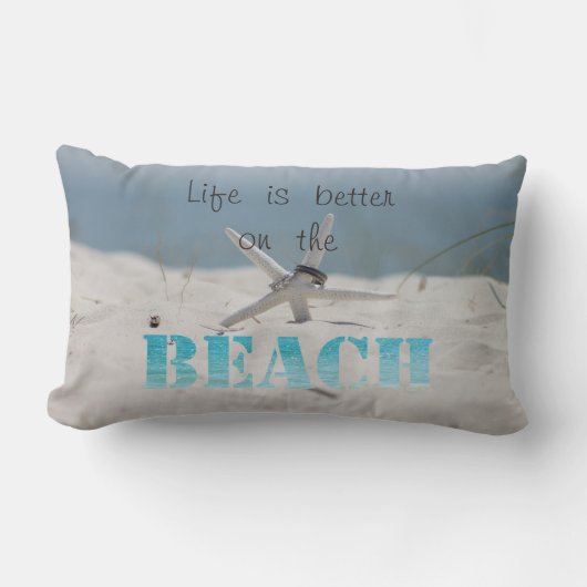 Coussin Rectangle Plage tropicale,Sable ,Étoile de mer,Anneaux de ma (Recto)