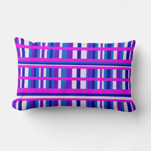 Coussin Rectangle Plaid bleu rose violet