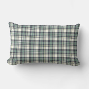 Coussin Rectangle Plaid côtier bleu marine et vert marin