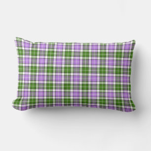 Coussin Rectangle Plaid de lavande, vert et blanc