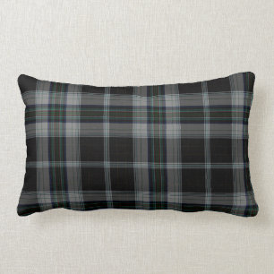 Coussin Rectangle Plaid de tartan gris noir