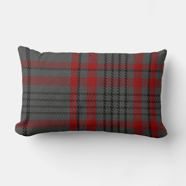 Coussin Rectangle Plaid de tartan rouge de noir gris-foncé de (Recto)