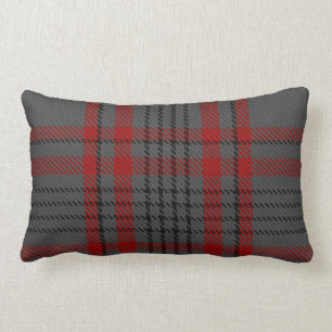 Coussin Rectangle Plaid de tartan rouge de noir gris-foncé de