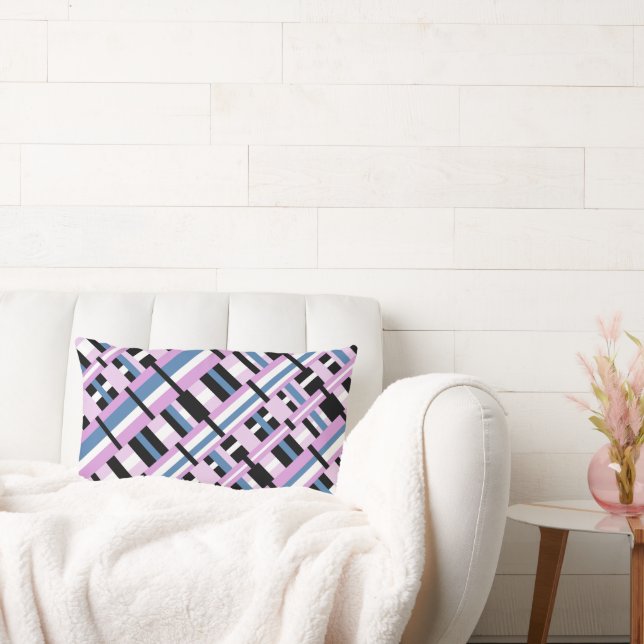 Coussin Rectangle Plaid en bleu ardoise, orchidée, noir & blanc (Canapé)
