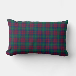 Coussin Rectangle Plaid marron et vert d'écossais de clan de Lindsa