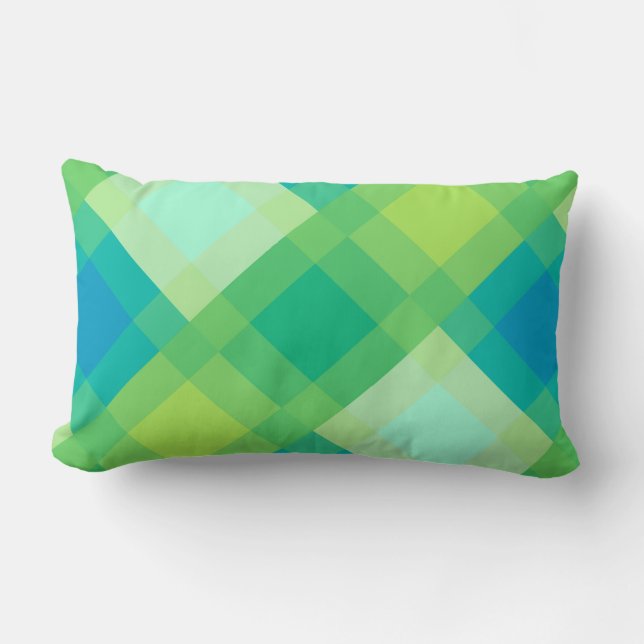 Coussin Rectangle Plaid méga de la moitié du siècle - vert de jade (Recto)