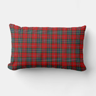 Coussin Rectangle Plaid rouge, bleu, et vert d'écossais de clan de
