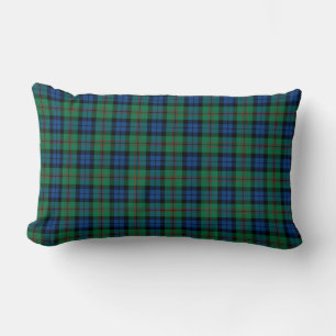Coussin Rectangle Plaid vert clair et bleu d'écossais de clan de