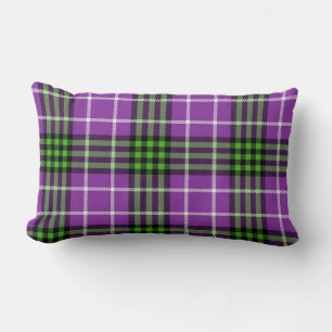 COUSSIN RECTANGLE PLAID VERT ET VIOLET INSPIRÉ D'HALLOWEEN
