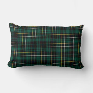 Coussin Rectangle Plaid vert-foncé et noir d'écossais de clan de