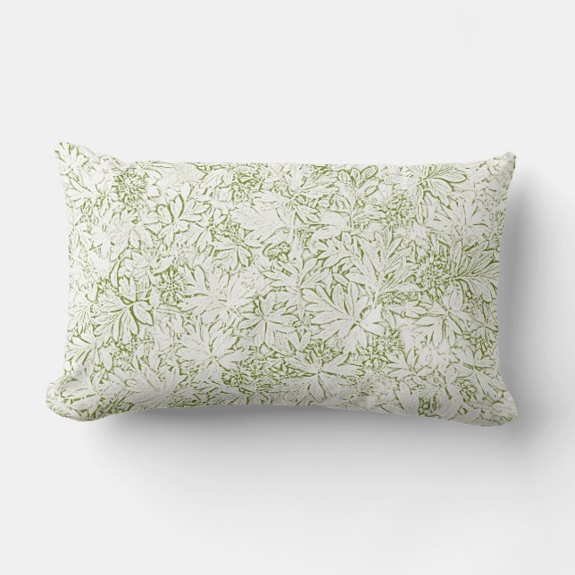 Coussin Rectangle Plancher de la forêt Deux tons Vert Blanc Flore (Recto)