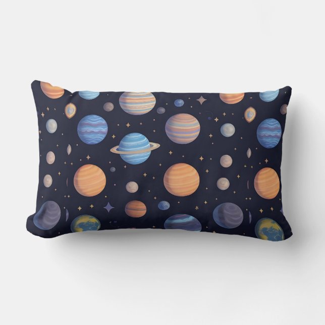 Coussin Rectangle Planètes et étoiles dans une vue à thème cosmique (Recto)
