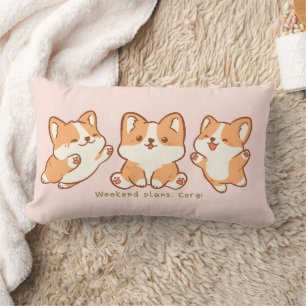Coussin Rectangle 'Plans de week-end : Corgi' Cadeau de Corgi rose m