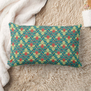 Coussin Rectangle Plant de fraisier, fleurs roses, stolons
