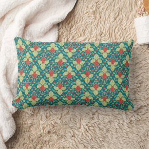 Coussin Rectangle Plante de fraises, fleurs roses, fraises