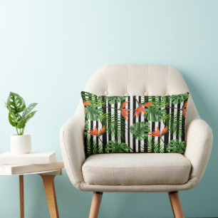 Coussin Rectangle Plante tropicale colorée, feuilles de palmier et o