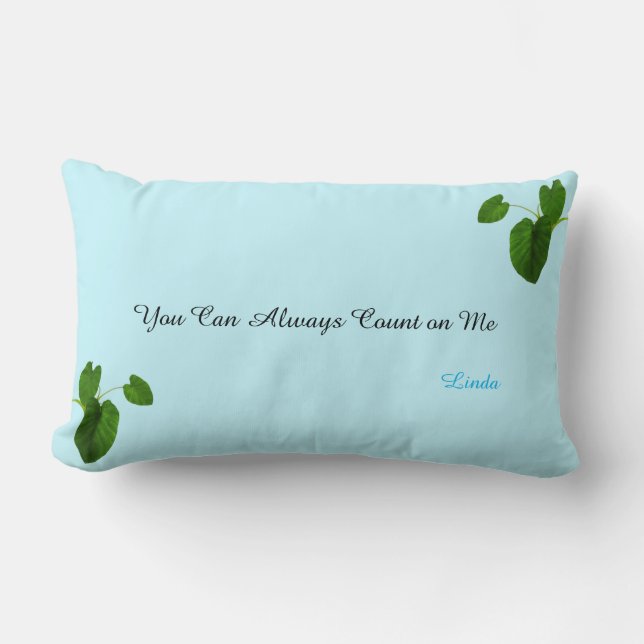 Coussin Rectangle Plantes tropicaux et texte modifiable sur bleu cla (Recto)