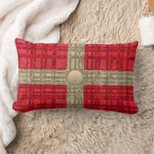 Coussin Rectangle Plaqué rouge avec ruban et bouton