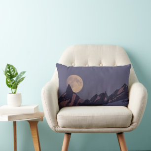 Coussin Rectangle Pleine lune se lève Montagnes Chugach Alaska
