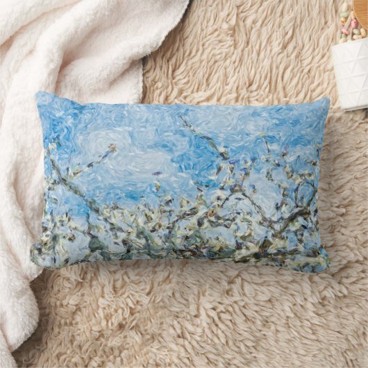 Coussin Rectangle Plum arbre fleurs blanches au printemps (Couverture)