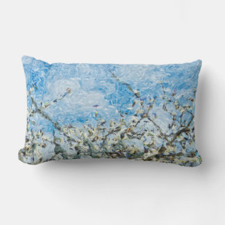 Coussin Rectangle Plum arbre fleurs blanches au printemps