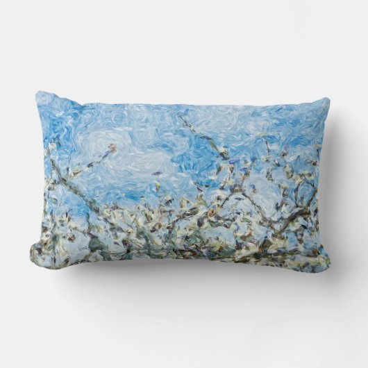 Coussin Rectangle Plum arbre fleurs blanches au printemps (Recto)