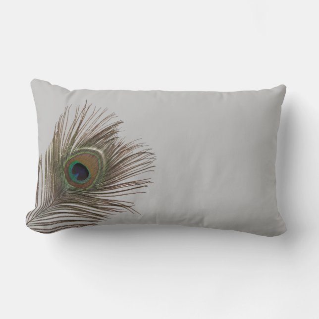 Coussin Rectangle Plumes de paon (Recto)