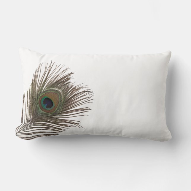 Coussin Rectangle Plumes de paon (Recto)