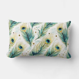 Coussin Rectangle Plumes de paon