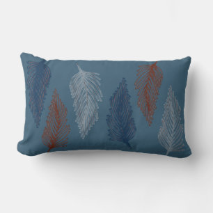 Coussin Rectangle Plumes de saumon bleu