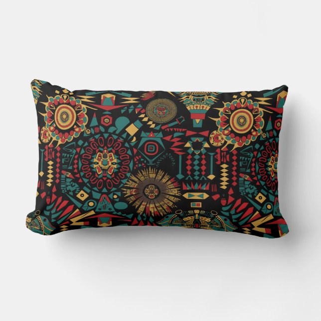 Coussin Rectangle Plush Turquoise "Motifs inspirés du patrimoine" Lu (Recto)