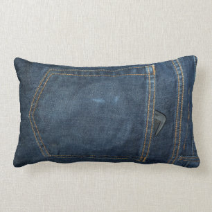 Coussin Rectangle Poche de denim de blues-jean