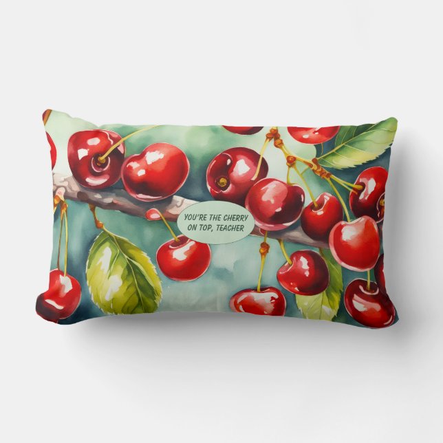 Coussin Rectangle Pochette Accessoire Florale Gras Enseignant Cerise (Recto)