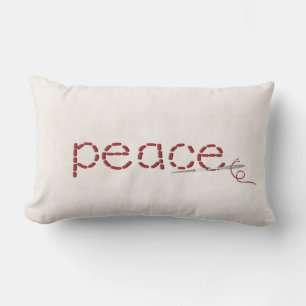Coussin Rectangle point de texte PEACE rouge avec aiguille