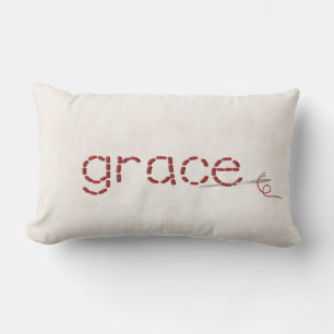 Coussin Rectangle point de texte rouge GRACE avec aiguille