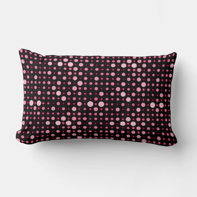 Coussin Rectangle Pointe Polka moderne 01.BG noir rose (Recto)