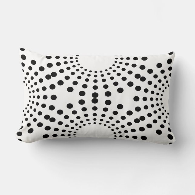 Coussin Rectangle Pointe Polka Noir & Blanc Démarrage Lancer Oreille (Recto)