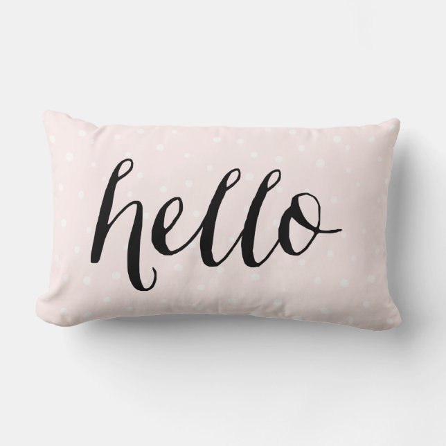 Coussin Rectangle Points Confetti Blanches et Roses blanches Bonjour (Recto)