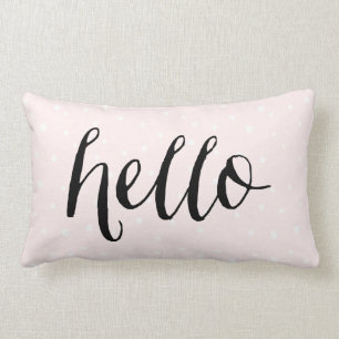 Coussin Rectangle Points Confetti Blanches et Roses blanches Bonjour