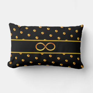 Coussin Rectangle Points de polka or élégants & symbole de l'infini