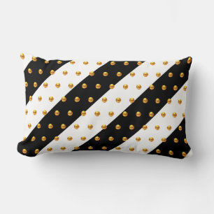 Coussin Rectangle Points dorés sur rayures noires et blanches