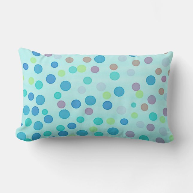 Coussin Rectangle Points pastel multicolores sur bleu (Recto)