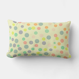 Coussin Rectangle Points pastel multicolores sur jaune pastel